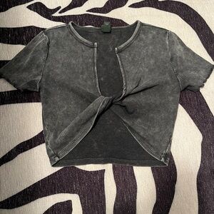 Gray twisted crop top